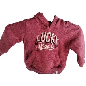 Lucky Brand Unisex Kids' Pull Over Hoodie Sweatshirt 18 months Burgundy